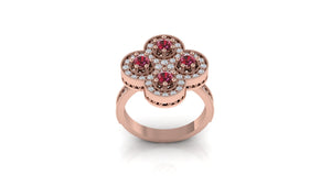 Elegant Ruby and Diamond Floral Ring Elegant Ruby and Diamond Floral Ring