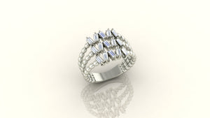 Radiant Rectangles 3 Rows Ring Radiant Rectangles 3 Rows Ring