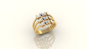 Radiant Rectangles 3 Rows Ring Radiant Rectangles 3 Rows Ring