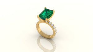 EMERALD Cut Sapphire Diamond Ring EMERALD Cut Sapphire Diamond Ring