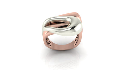 Stylish Two - Tone Wave Ring