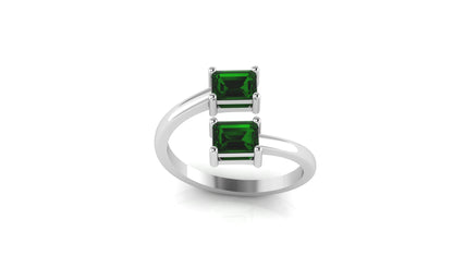 Dual Emerald Charm Ring