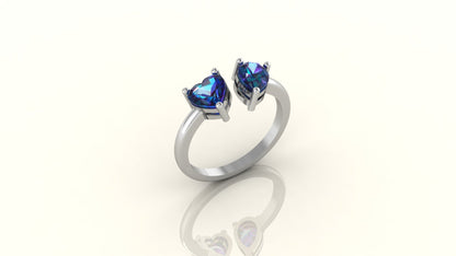Lover's Embrace Double Heart Ring