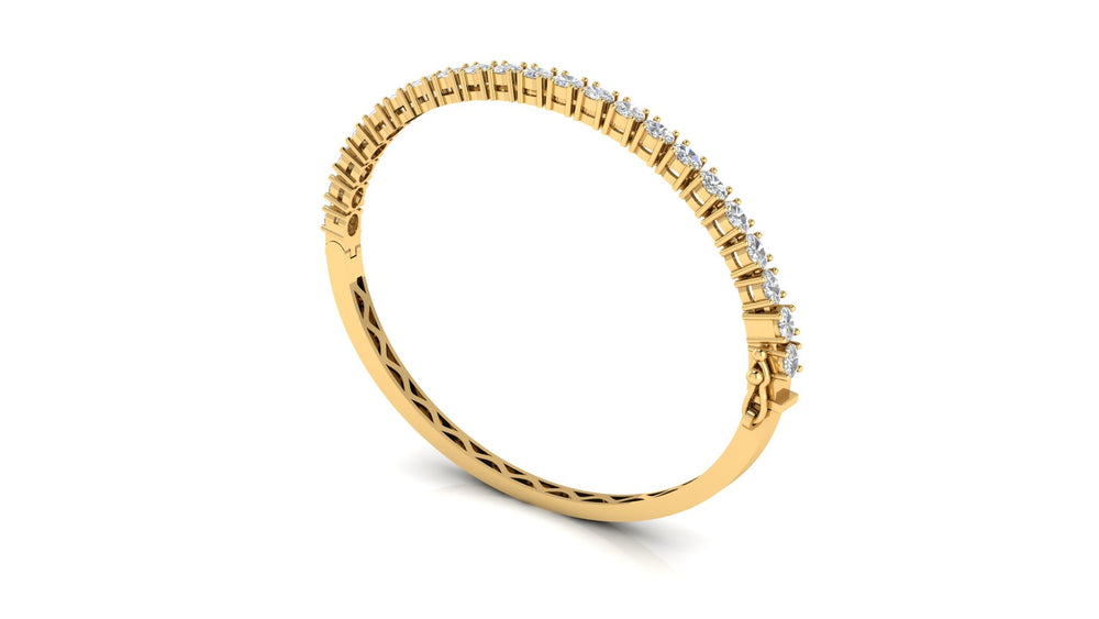 Elegant Diamond Bangle in 14K Yellow Gold