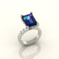 EMERALD Cut Sapphire Diamond Ring