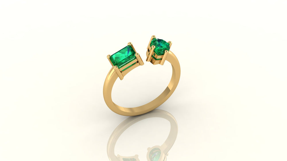 Twin Emerald Elegance Ring