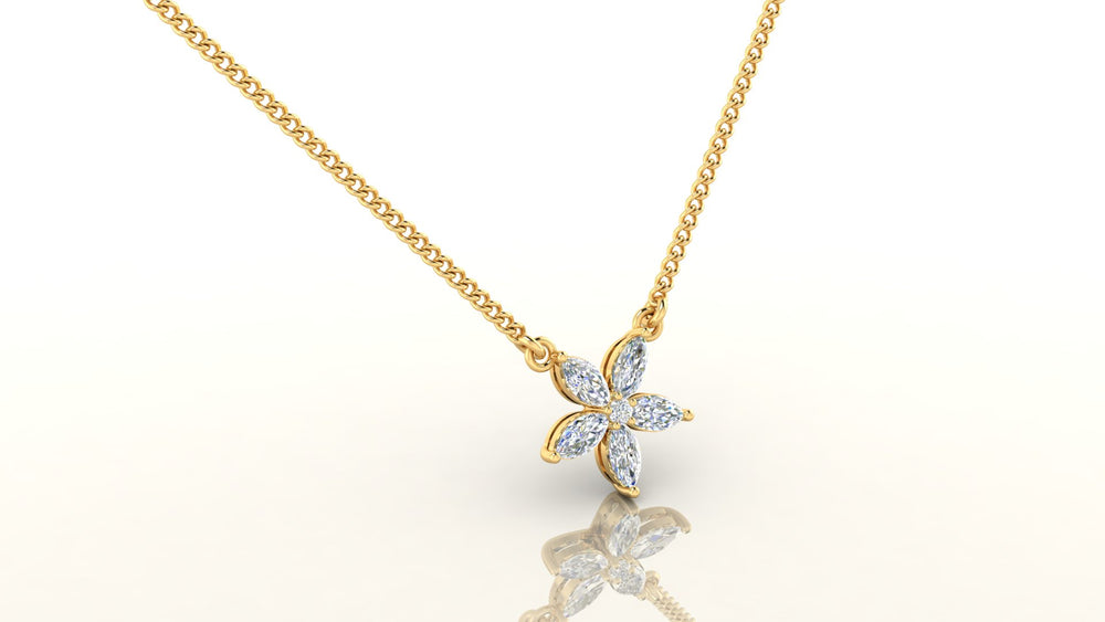 Diamond Petal Charm Necklace