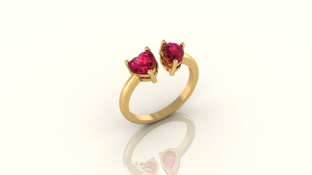 Lover's Embrace Double Heart Ring