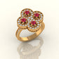 Elegant Ruby and Diamond Floral Ring