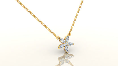 Diamond Petal Charm Necklace
