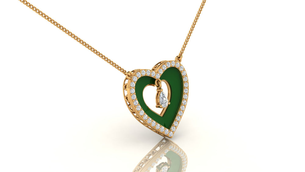 Gleaming Heart Enamel Necklace