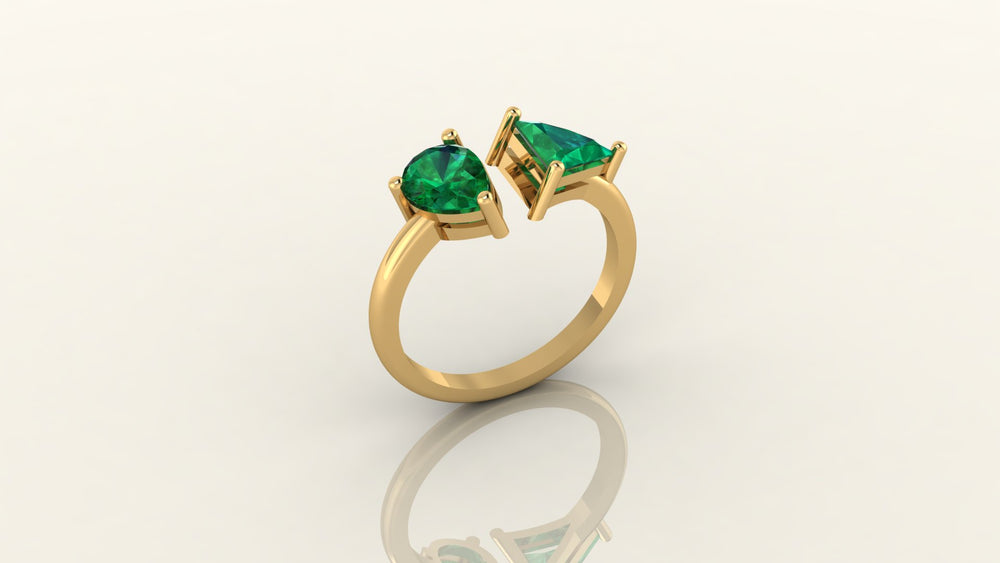 Heartfelt Duo Emerald Ring
