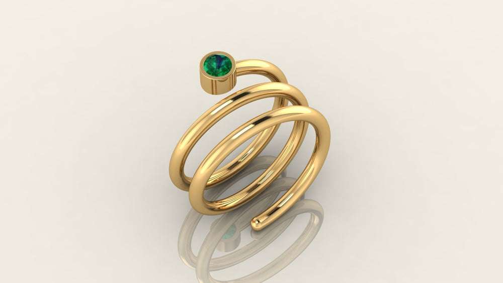 Elegant Coil with Emerald Stone Ring