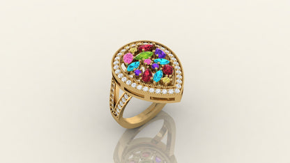 Radiant Multicolor Gemstone Ring