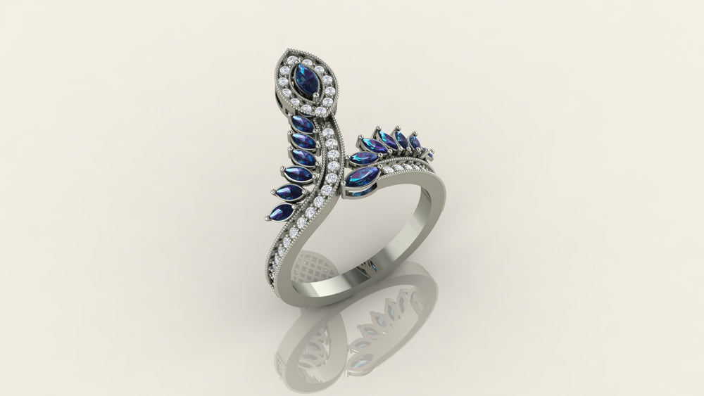 Elegant Sapphire Leaf Ring
