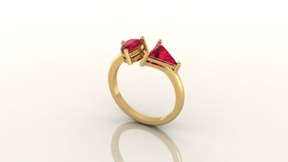 Heartfelt Duo Emerald Ring