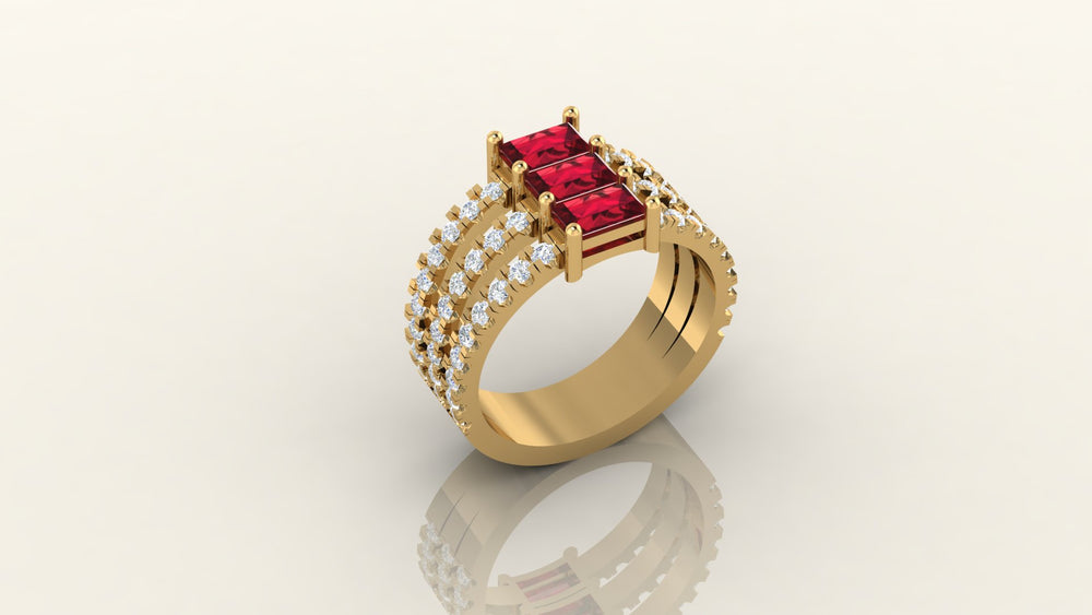 Triple Emerald Radiance Ring