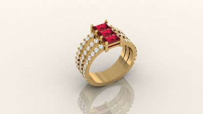 Triple Emerald Radiance Ring