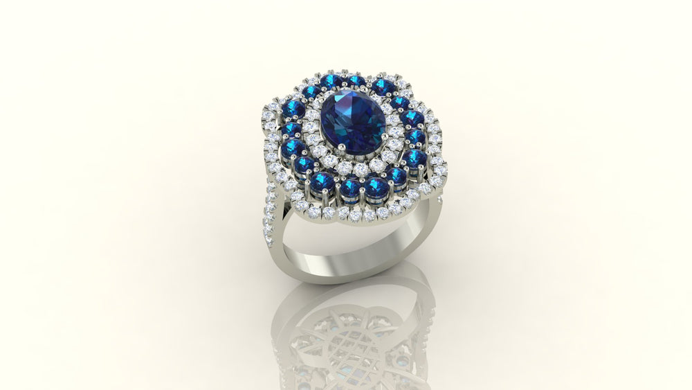 Sapphire Elegance Halo Ring S233