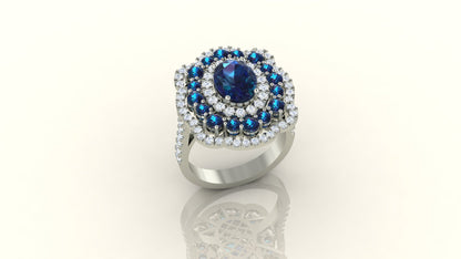 Sapphire Elegance Halo Ring S233