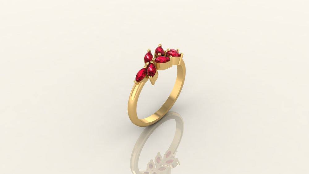 Scarlet Sparkle Cluster Ring