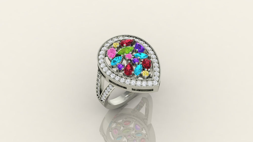 Radiant Multicolor Gemstone Ring