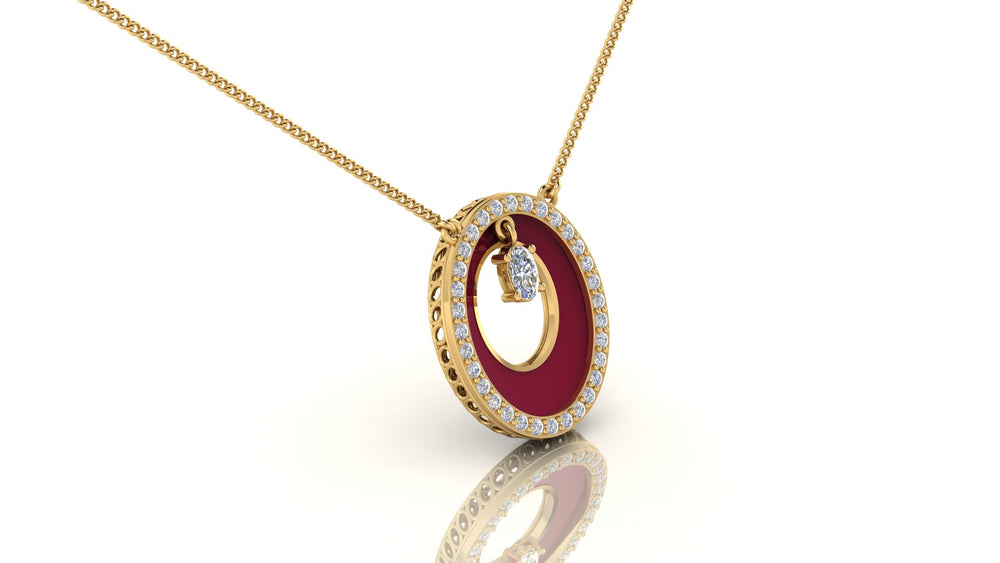 Ruby Circle Enamel Necklace