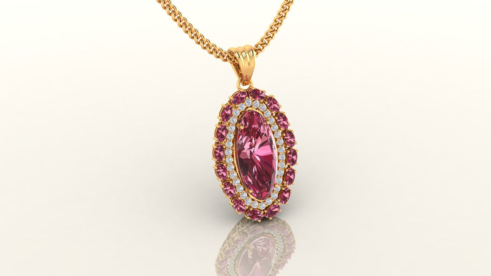 Elegant Gemstone Oval Necklace S410