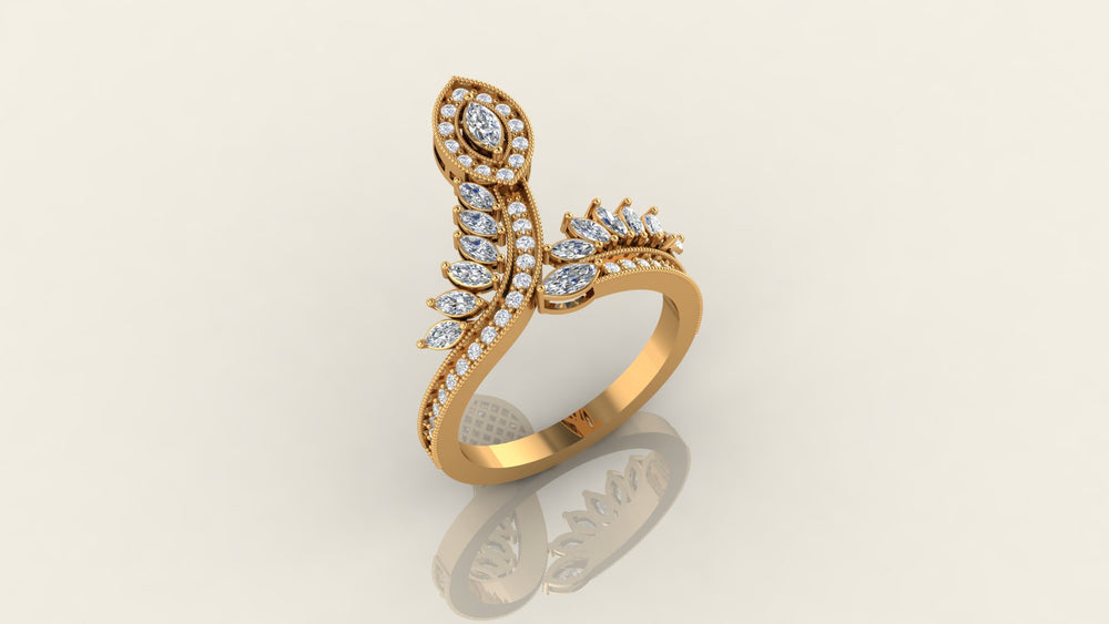 Elegant Sapphire Leaf Ring