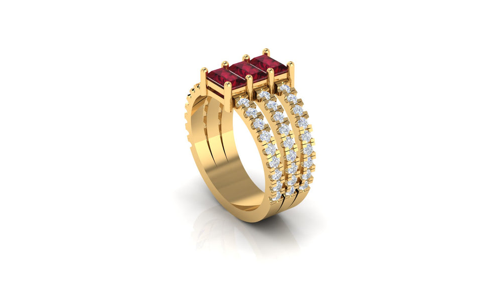 Triple Emerald Radiance Ring