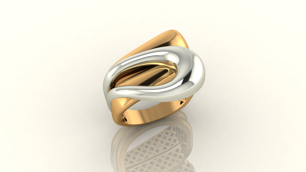 Stylish Two - Tone Wave Ring