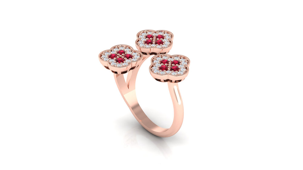Trio Floral Cluster Ring