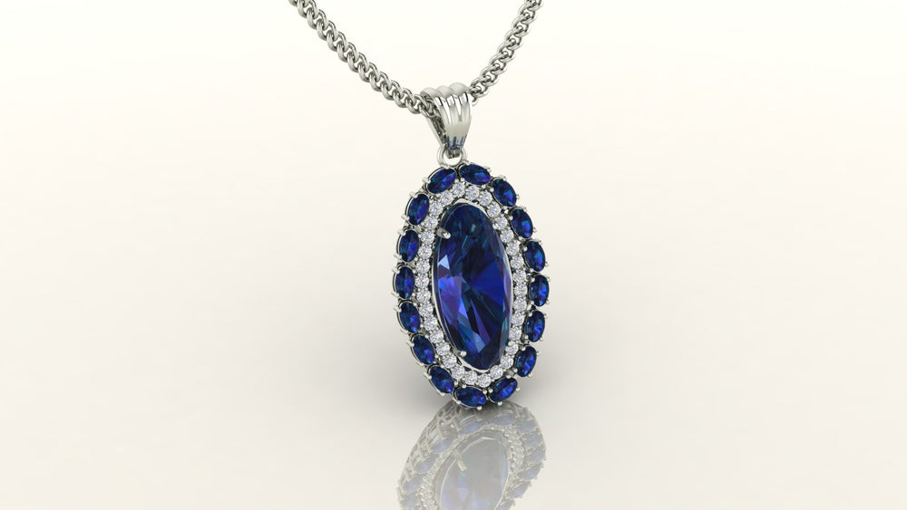 Elegant Gemstone Oval Necklace S410