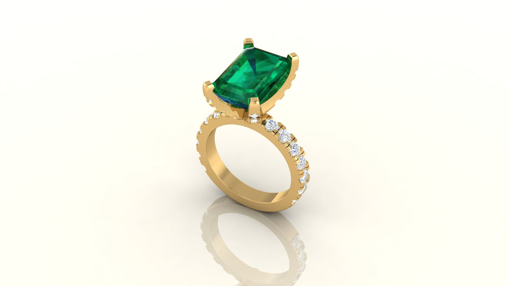 EMERALD Cut Sapphire Diamond Ring
