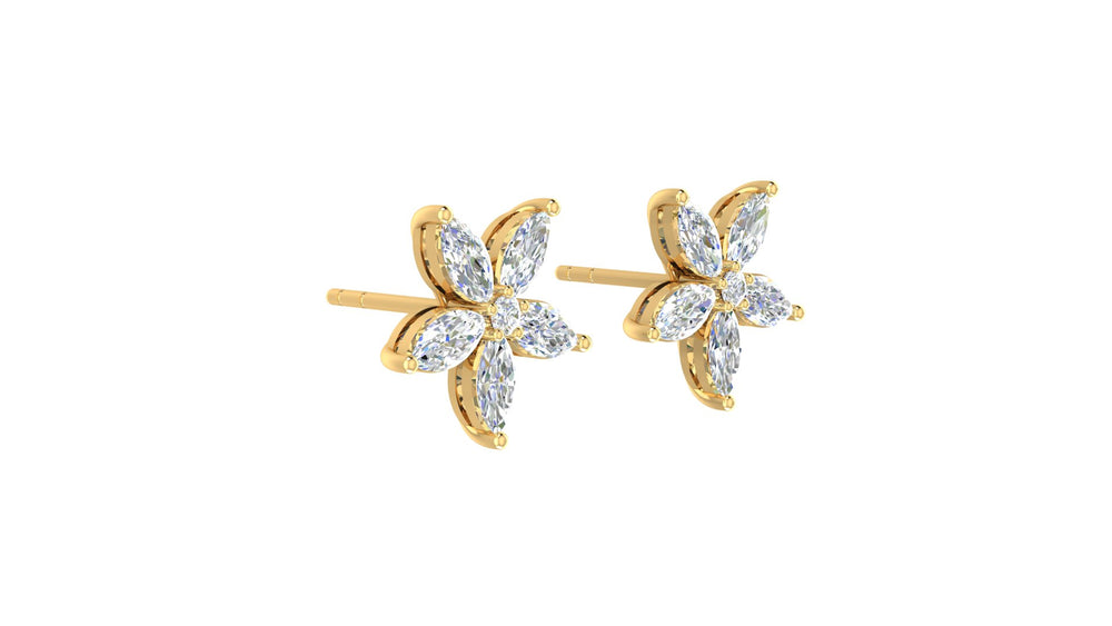 Diamond Petal Charm Earrings