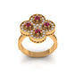 Elegant Ruby and Diamond Floral Ring